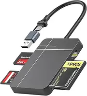 T Tersely【4-in-1】 USB C USB3.0 Multi Card Reader Hub, Type C Multiport Hub for SD, CF, MS, microSD, Micro SDHC, Compatible with iPhone 16/15 Pro Max, MacBook Air, iPad, Galaxy S25