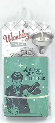 NEW 4 oz WEMBLEY FLASK Gift Set Stainless Steel "Let it Pour" Includes Funnel