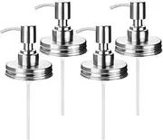 Alipis 4Pcs Mason Jar Soap Dispenser Lid and Pump, Stainless Steel Replacement Pump for Kitchen and Bathroom, Fits 70MM Regular Mouth Jars, Rust-Resistant and Durable, Easy to Assemble, Multi-Function