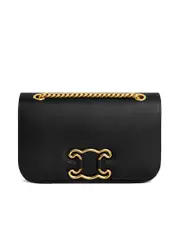 Celine Medium Bag Triomphe Frame in Shiny Calfskin Black