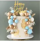 NEW BLUE GOLD AND WHITE BALL CAKE TOPPERS SETS OF 20 1 COLOUR OR MIX (1)
