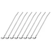 16Pcs 8.6" Stainless Steel Spoon Straws Reusable Twist Handle Spoon, Silver