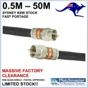 Black RG6 Quad Shield Coax Cable 0.5m - 50m Digital TV Antenna Foxtel NBN Optus