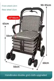 Steel Rollator Walker for Adult Mobility Impairment Foldable Adjustable Handles Rolling Walker for Seniors 60kg
