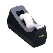 Desktop Tape Dispenser, Weighted Non-Skid Base, 1" Core, Black C-38