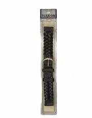NEW Flex-On WATCH BAND BRACELET - Genuine Braided Leather 16mm Brown