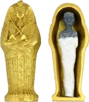 3.5" Egyptian Mummy Pharaoh Sarcophagus W/Mummy Figurine Home Decor Collectible