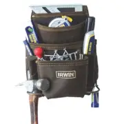 Irwin 10 Pocket Leather Nail + Tool Bag Premium Leather Double Stitched - TCC825