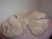 BRAND NEW LADY'S GILLIGAN & O'MALLEY TAUPE FAUX FUR SLIP-ON HOUSE SLIPPERS