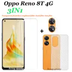 3IN1 OPPO RENO 8T 8Z 8 PRO 5G 7 PEO 7Z 6Z無邊框透明屏幕鋼化膜+鏡頭膜+碳纖維背