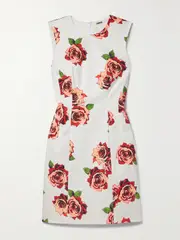 [Adam Lippes] Adam Lippes - Floral-print Cotton-blend Twill Mini Dress - White - US6 US 6 White