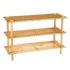 Boxsweden 3 Tier 74cm Wooden Shoe Rack Wood Storage Home Organiser Stand Brown