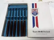 Vintage Regent Sheffield Steak Knifes Set Of 6 Knives Bakelite Handles 8” New