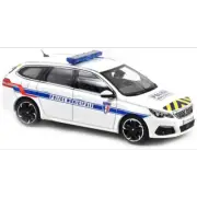 Norev 1:43 Scale Peugeot 308 SW Police Municipale Blue w/Yellow Striping 2018