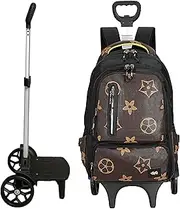 TRANSFORMER Laptop Trolley Backpack with Wheels -15.6 Business Laptop Roller Case for office travel | Detachable trolley - Use as backpack when trolley not required, Brown - Faux Leather Print, Backpack with Trolley Wheels, American