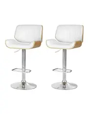 [Artiss] Galina Leather Bar Stools x2 in White