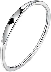 [Generic] Stainless Steel Heart Shape Classical Wedding Band Stackable Ring