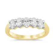 Oval Cut 5 Stone Ring with 1.00ct in 9kt Yellow Gold