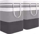 Laundry Basket, 2-Pack 75L Waterproof Laundry Hamper, Collapsible Laundry Bag wi