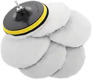 ASAKKURA 1 Set Car Polishing Kit Self Adhesive Wool Buffing Pads with Hook and Loop Design Includes Polisher Wheel Drill Adapter for Car Motorcycle and Boat Waxing