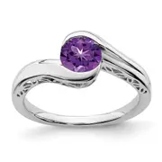 14k White Gold Amethyst Bypass Ring