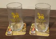 Set of 2 Singha Beer Glasses Thailand with Coasters 0.3 L NEW