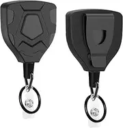[KATLKIU] Professional Retractable Key Fob Pack of 2 - Extendable Steel Keychain with Heavy Duty Carabiner, Retractable Cable 80cm, Ideal for Badges and Keys Men Women