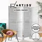 Artiss 4 Panel Room Divider Screen Partition Privacy Louver Wood Stand White