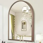 HLFMVWE Large Arch Bathroom Wall Mirror 70 x 50cm Metal Framed Mirrors, Arched Wall Mounted Vanity Mirror for Bedroom, Living Room, Entryway Brass