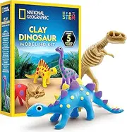 National Geographic Clay Dinosaur Arts & Crafts Kit - Dinosaur Air Dry Clay for Kids Craft Kit with 5 Clay Colors, 5 Dino Skeletons, Sculpting Tool & Googly Eyes, Dinosaur Activity (Amazon Exclusive)