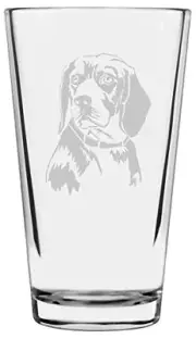 Beagle Dog Themed Etched All Purpose 16oz Pint Glass