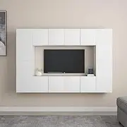 8 Piece TV Cabinet Set White Engineered Wood Entertainment Centres