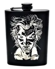 Stainless Steel Liquor Hip Flask With Funnel, Engraved The Joker Pocket Whiskey