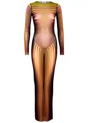 Jean Paul Gaultier The Morphing Printed Tulle Maxi Dress - Green - S S