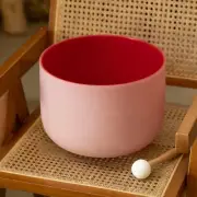 12 inch C Note Root Chakra Red Colored Frosted Quartz Crystal Singing Bowl