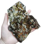 114g Beautiful Brenham pallasite Meteorite slice - from USA TA103
