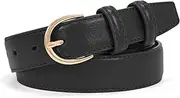 [JASGOOD] Women's Leather Belt for Jeans Pants Fashion Gold Buckle Ladies Dress Belt