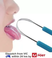 Pure Stainless Steel Tongue Cleaner Scraper Dental Care Brush Oral Bad Breath