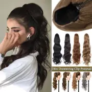 US Real Thick Drawstring Ponytail Pony Tail Clip In Hair Extension As Human Hair