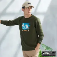 在飛比找momo購物網優惠-【JEEP】男裝 露營印花率性長袖T恤(綠色)