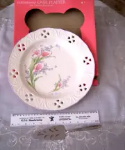 New Retro Ceramic Cake Platter with s/sleel server- made in Japan comes in a box