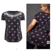 Torrid 3 (3X, 22/24) Lovesick Punk Gothic Slashed Broken Heart Tattoo Tee Tshirt
