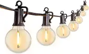 25ft G40 LED Globe String Lights Waterproof Patio Decor with 13 Bulbs Black