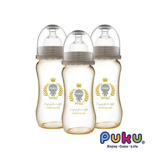 PUKU藍色企鵝 【3入組】PPSU母乳實感寬口奶瓶280ml