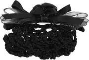 AUTSUPPL Hair Bonnet Satin Bow Barrette Snood Net for Hair Bun Cover Flower Clip for Restaurant Staff