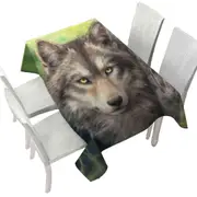 Wild Animals Art Grey Wolf Forest Watch Tablecloth