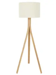 Bennett 1 Light Floor Lamp in Natural with White Shade