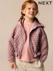 Lilac Purple Quilted Zip Through Hooded Jacket (3-16yrs) (E61687) | $50 - $63