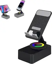 Bluetooth Audio Power Bank Bracket, 3 in 1 Bluetooth Audio Power Phone Holder, Foldable Cellphone Stand with Bluetooth Speaker and Power Bank, 3-in-1 Foldable Cell Phone Stand (Black, 1 pcs)