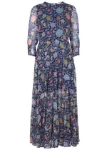 Rixo Kristen Floral-print Chiffon Maxi Dress - Navy - M (UK 12 / M) M (UK 12 / M)